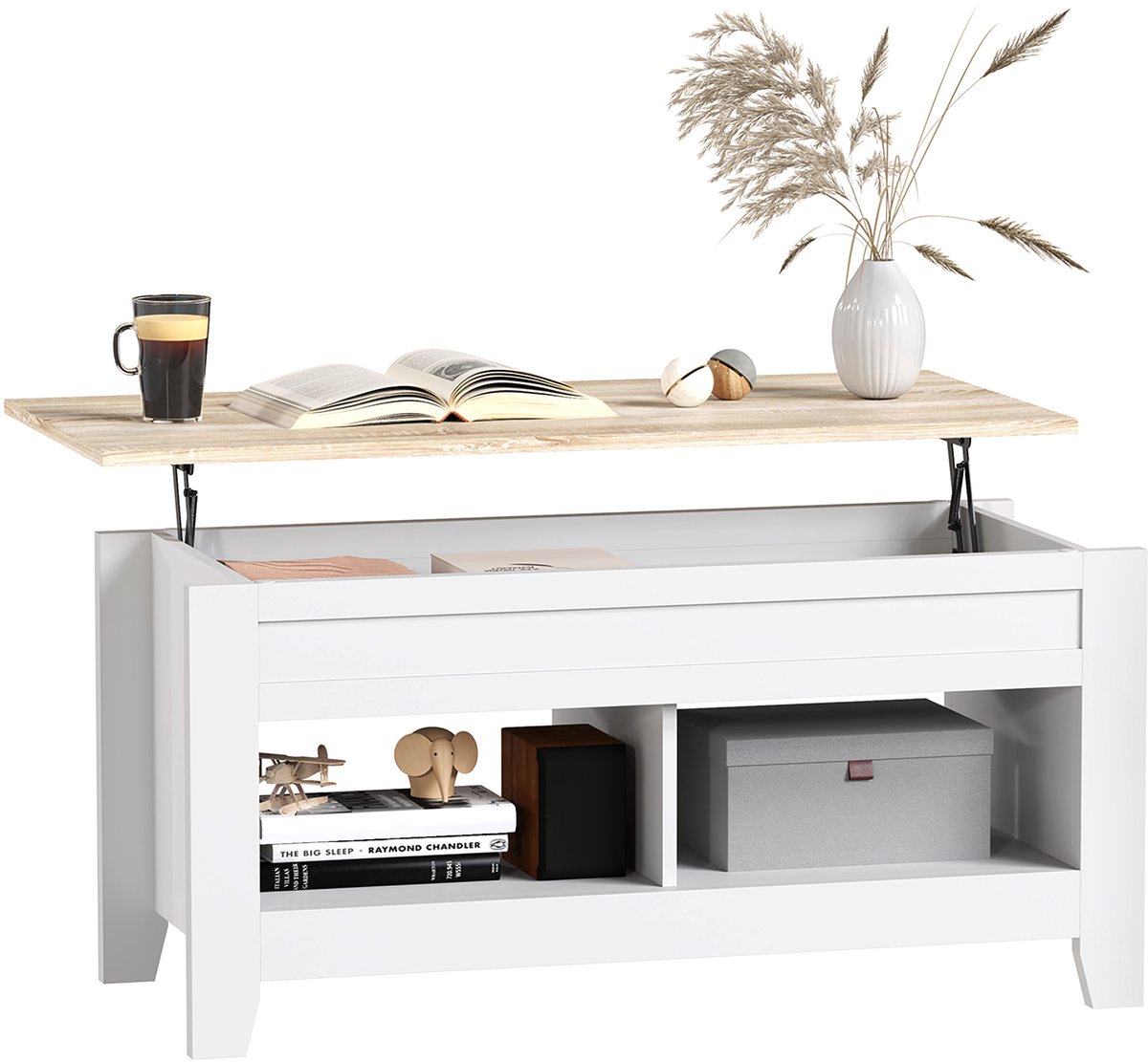 HOMCOM Salontafel - Spaanplaat - 105x50x62,5cm - Wit
