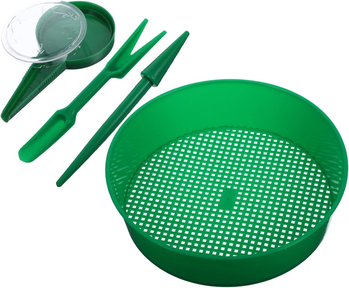 Tuinzeef Set - Tuinaarde Zeef Set van 4 Stuks – Plastic Mesh Aarde Zeef voor Tuinieren en Rotsverwijdering