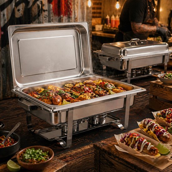 ZORRO Chafing Dish Starter Set - 15-delig - Incl. GN-bak - Professionele buffetoplossing 590x357x292mm — afbeelding 2