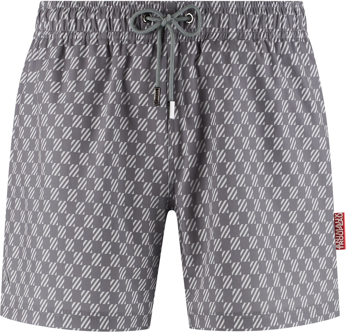 Grijze geblokte heren zwembroek | Stretchy stof | Graphite Check | Animaux Troupeau