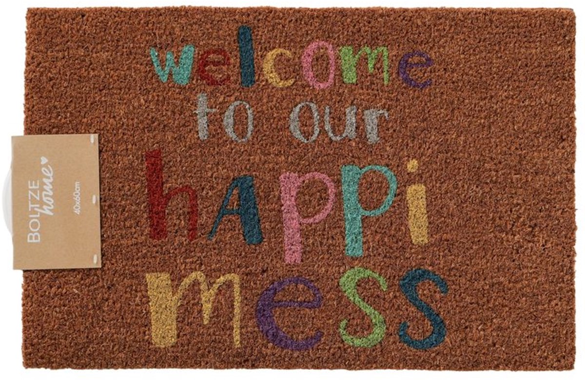 Boltze Deurmat - Schoonloopmat - HappiMess - Welcome - Kokos - 60x40cm Roze