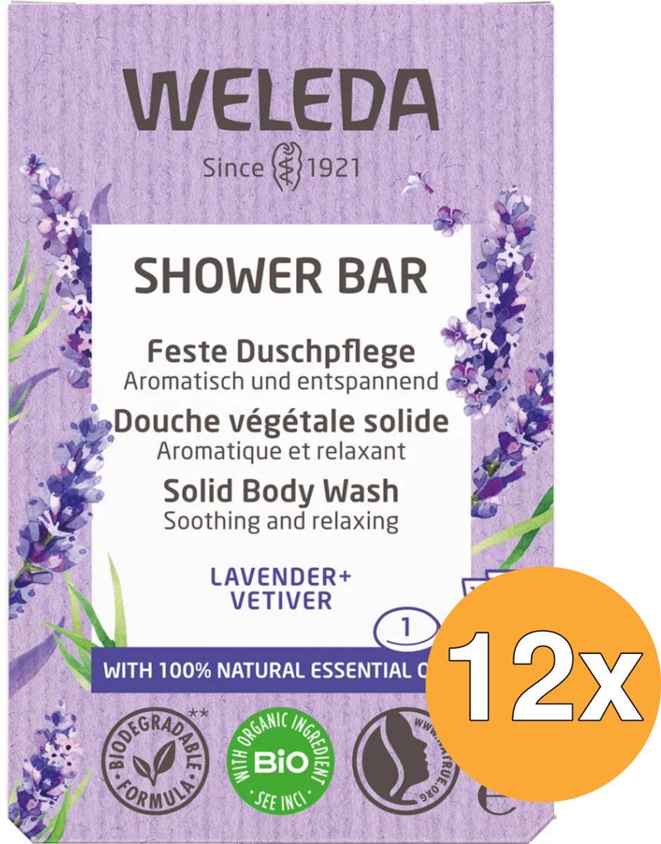 12x WELEDA Shower bar lavender + vetiver (75 gr)