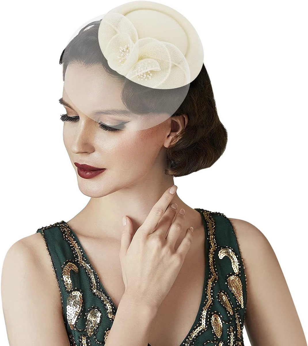 Elegante Fascinator Hoed met Sluiers voor Cocktail-, Thee- en Bruiloftspartijen - Haaraccessoire voor Dames en Meisjes