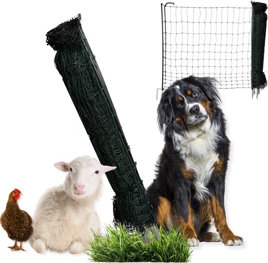 Filet pour poules Horizont easyLine - 50 m de long - 110 cm de haut - Double enclos - Non électrifiable - Pour Poules, Chiens ou petits animaux - Filet de clôture