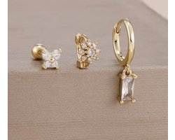 Maevi® Oorbellen Set 3 Stuks - Kleur: Goud - Roestvrij Staal / RVS (Stainless Steel) - Hoge Kwaliteit - Oorbellen Set - Meerdere Oorbelgaatjes - Oorbellen / Earrings - Oor Versiering - Luxe Set - Gouden Oorbellen - Meerdere Gaatjes - Verkleurt Niet