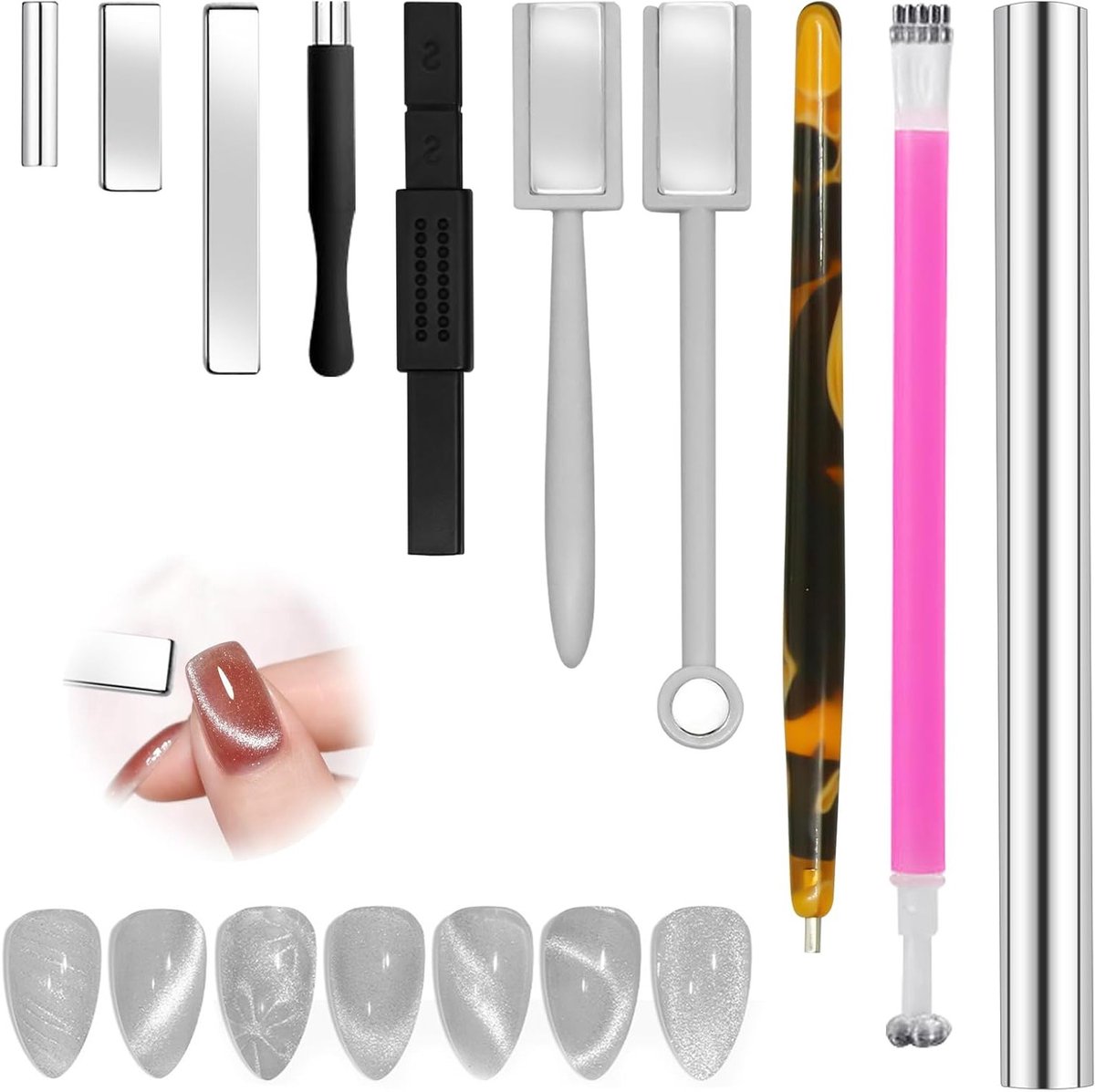 Set van 10 nagelmagneten voor nail art, manicure en creatieve nageldesigns