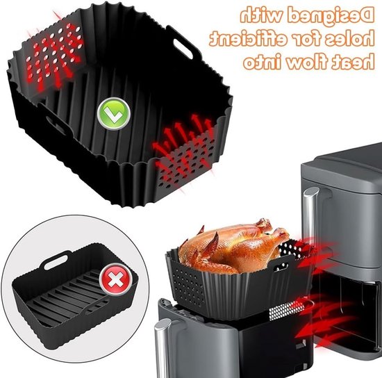 Set van 2 Herbruikbare Siliconen Airfryer Liners, Ideaal voor Koken, Bakken en Grillen in Airfryer van Merkloos — afbeelding 5