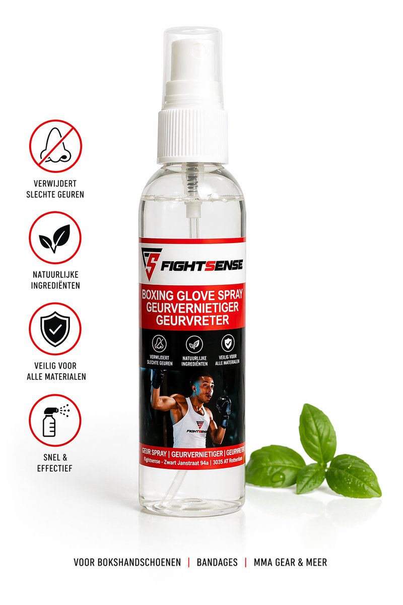FightSense Sport Gear Deodorizer Spray – Tegen Nare Geuren in Bokshandschoenen en Sportschoenen