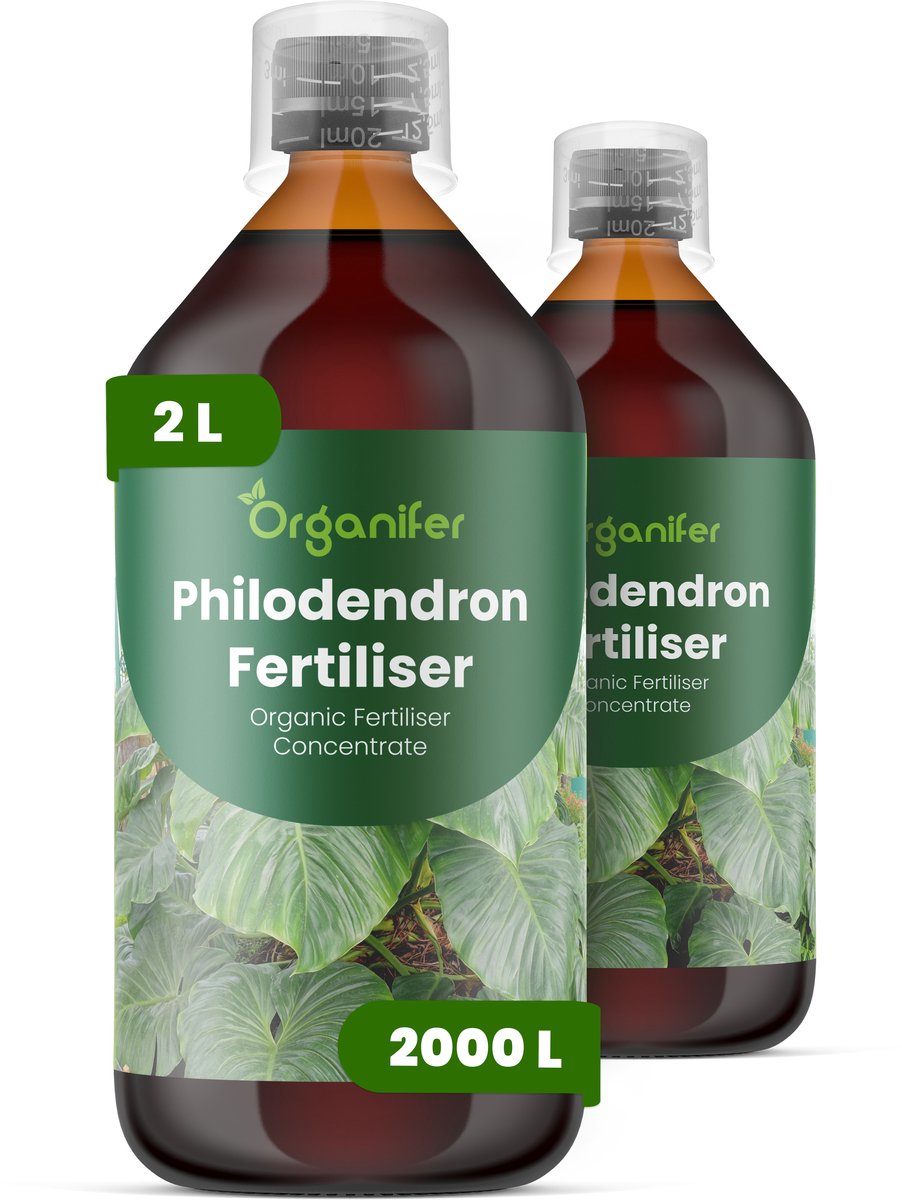 Vloeibare Meststof Voor Philodendron 2X1 L Voor 2000 L - Npk 2-1-8 - Stimuleert Weelderige Bladgroei En Levendige Bladkleur - Versterkt Stengels Voor Opgaande En Hangende Soorten - Verhoogt De Algehele Stressbestendigheid Binnenshuis - Organifer