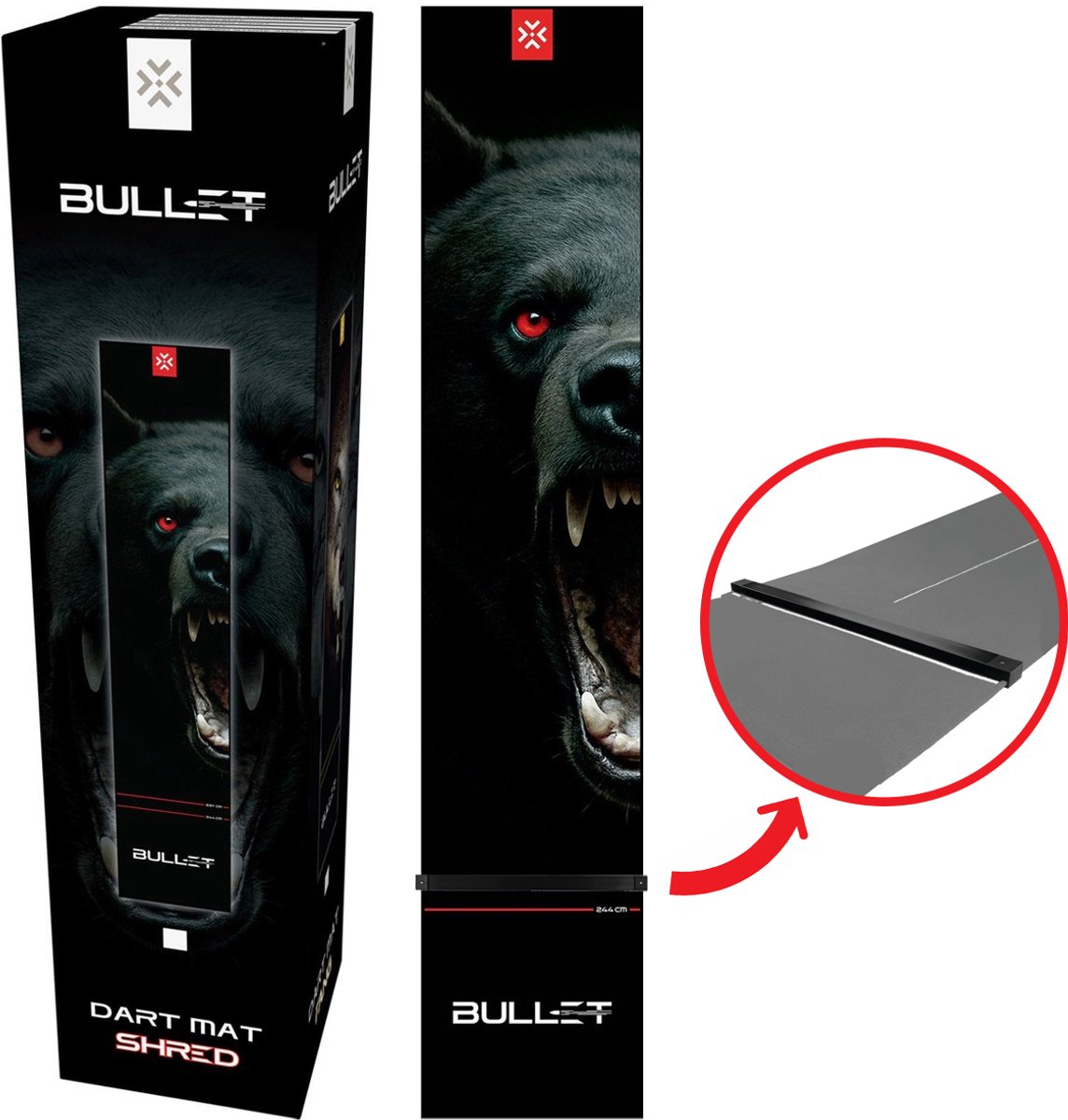 Bullet Carpet Shred - Dartmat inclusief Dart Oche - 300 x 60 cm - Dart Mat - Dartmatten