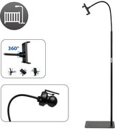 LUVION® Babyfoonhouder met Vloerstandaard - In hoogte verstelbaar - Universele Schroefaansluiting & Universele Cameraklem - Zwart