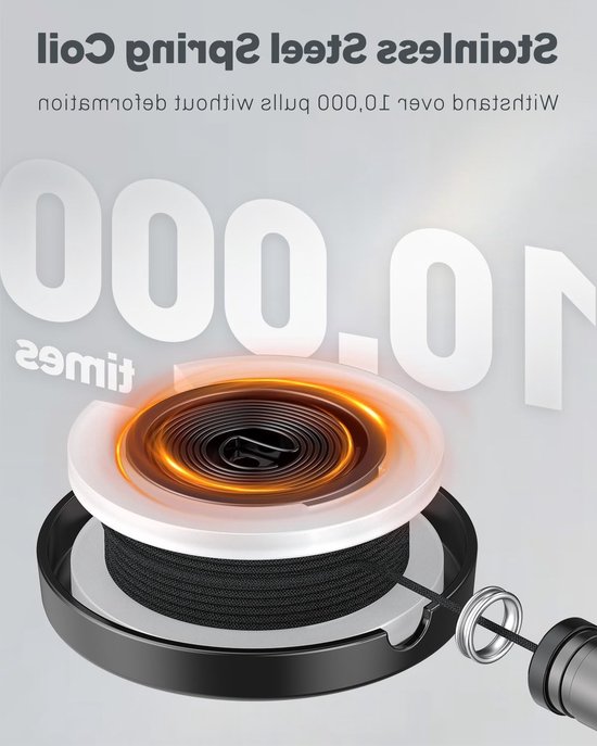 Set van 2 Stevige Retractable Badge Reel voor Badgehouder, Metalen Sleutelhanger met Riemclip, 70cm Nylon Koord en Duurzaam Ontwerp van Merkloos — afbeelding 4