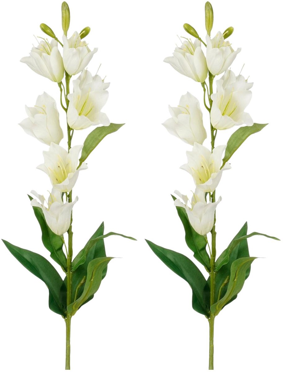 Mica Decorations Kunstbloem Campanula Floral - 2x - H71 cm - wit - kunststof - stelen kunstbloemen - boeket - witn bloemetjes