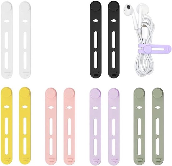 Cuhostki - Siliconen Kabelbinders - Herbruikbare Kabelorganizers - Zachte Kabelriemen...