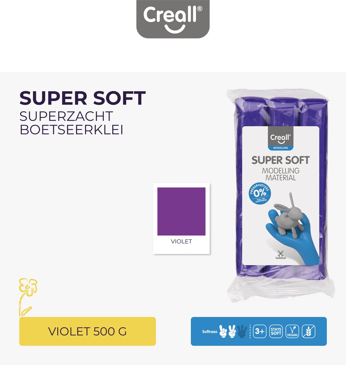 Supersoft Boetseerklei 500gr - Paars