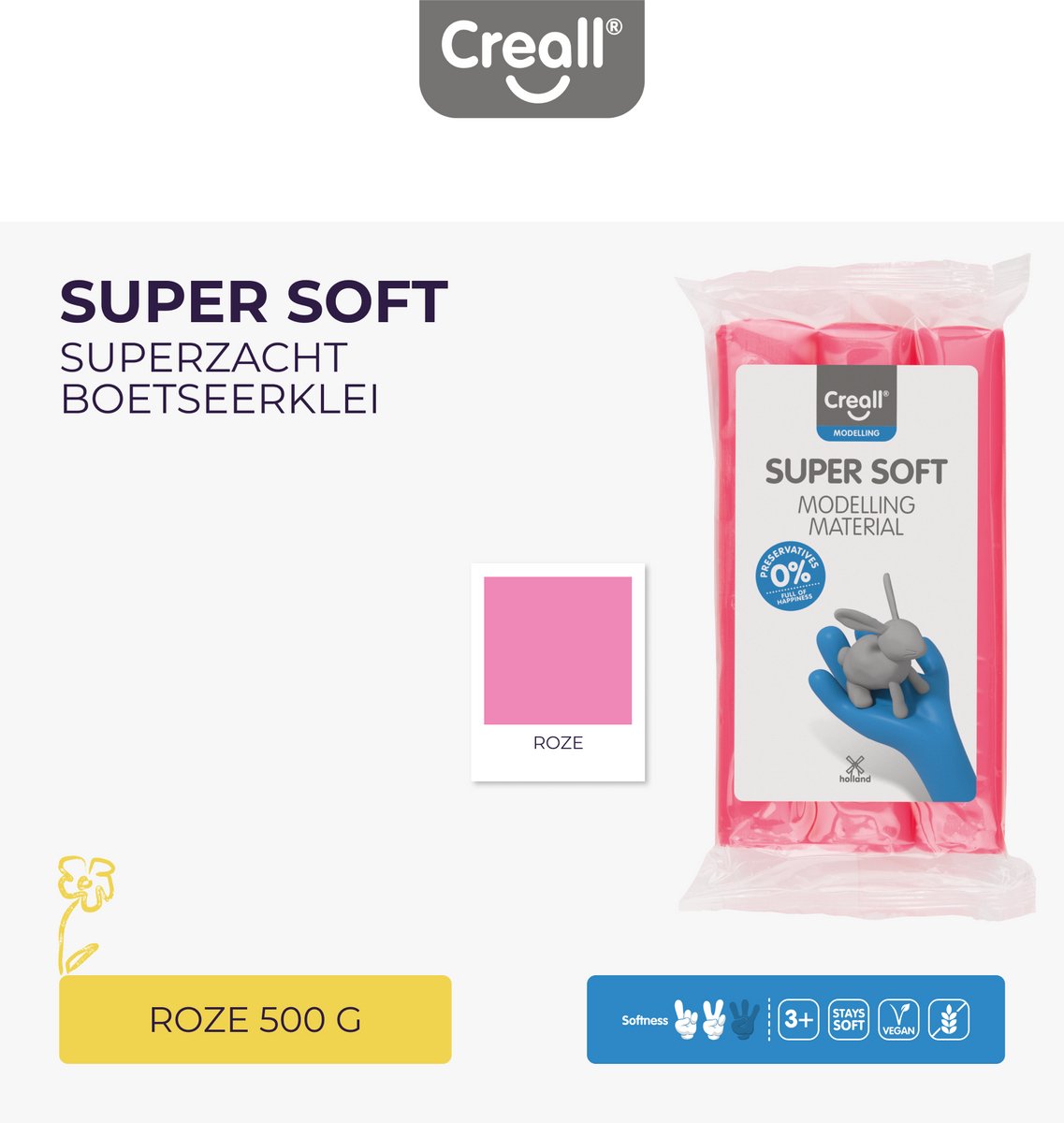 Supersoft Boetseerklei 500gr - Roze