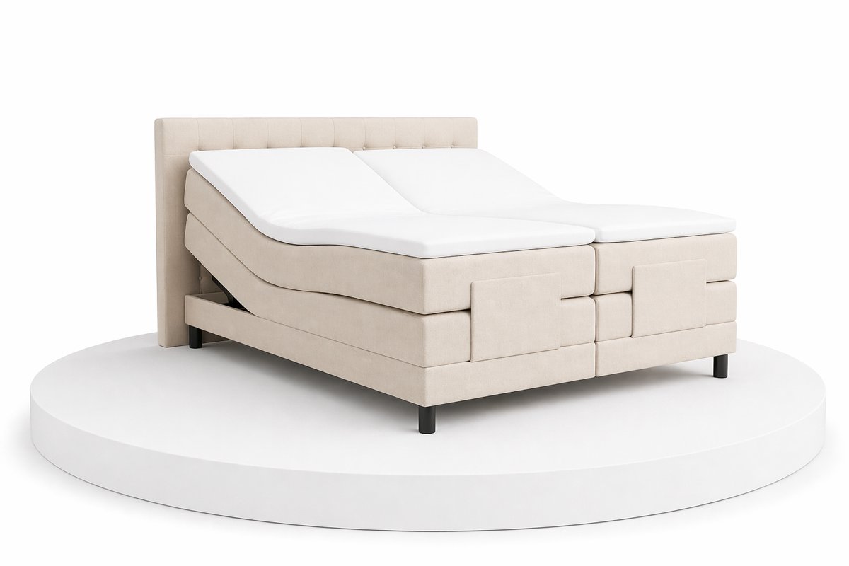 Elektrische Boxspring ErgoLux - 160x210 Compleet - Beige - BalBedden