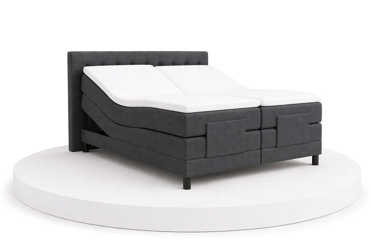 Elektrische Boxspring ErgoLux - 160x220 Compleet - Antraciet - BalBedden