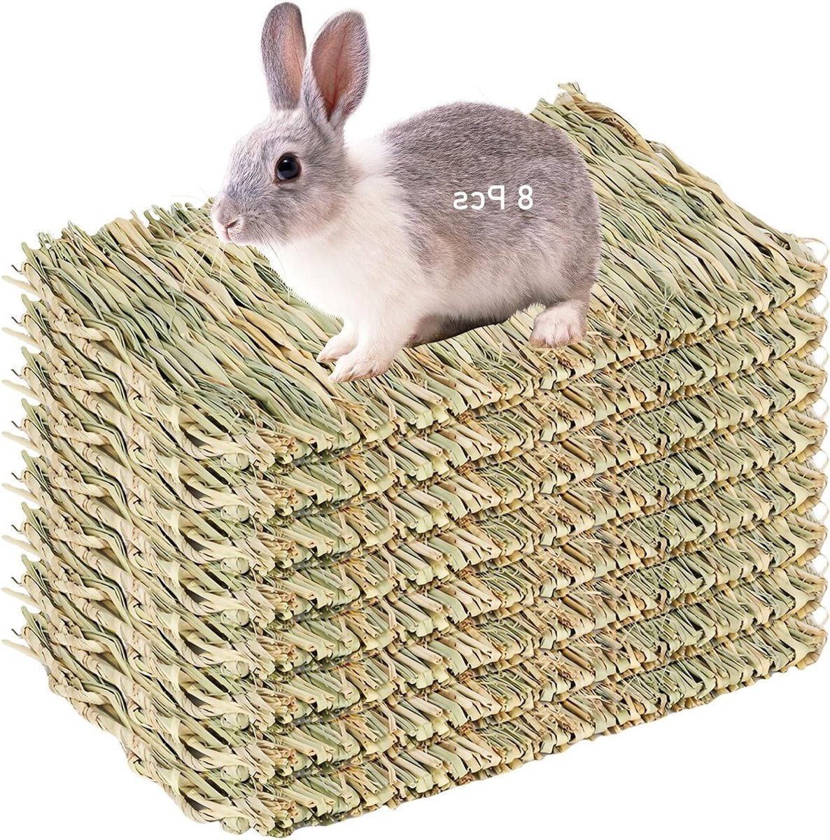 Set van 8 Natuurlijk Handgeweven Grasmatten voor Kleine Dieren – 28 x 20 cm, Geschikt voor Konijnen, Cavia’s en Vogels als Kauwspeelgoed en Bed Set van 8 Natuurlijk Handgeweven Grasmatten voor Kleine Dieren – 28 x 20 cm, Geschikt voor Konijnen, Cavia’s en Vogels als Kauwspeelgoed en Bed