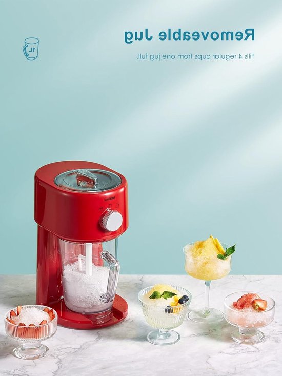 Slush IJsmaker - 3 Standen - RVS Messen - Automatische Roerder - BPA-Vrij - Grof & Fijn Ijs - Veiligheidssluiting - Rood — afbeelding 2