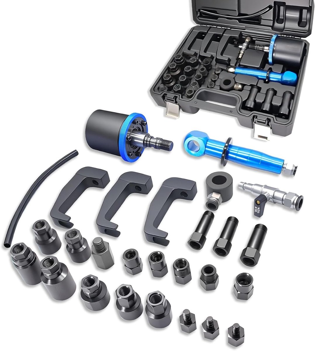 Handheld Pneumatische Injectie Nozzle Puller Set met 19 Adapters voor Nozzle Verwijdering en Injector Gereedschap voor Bosch, Delphi en Denso