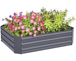 Outsunny verhoogde plantenbak - staal - donkergrijs