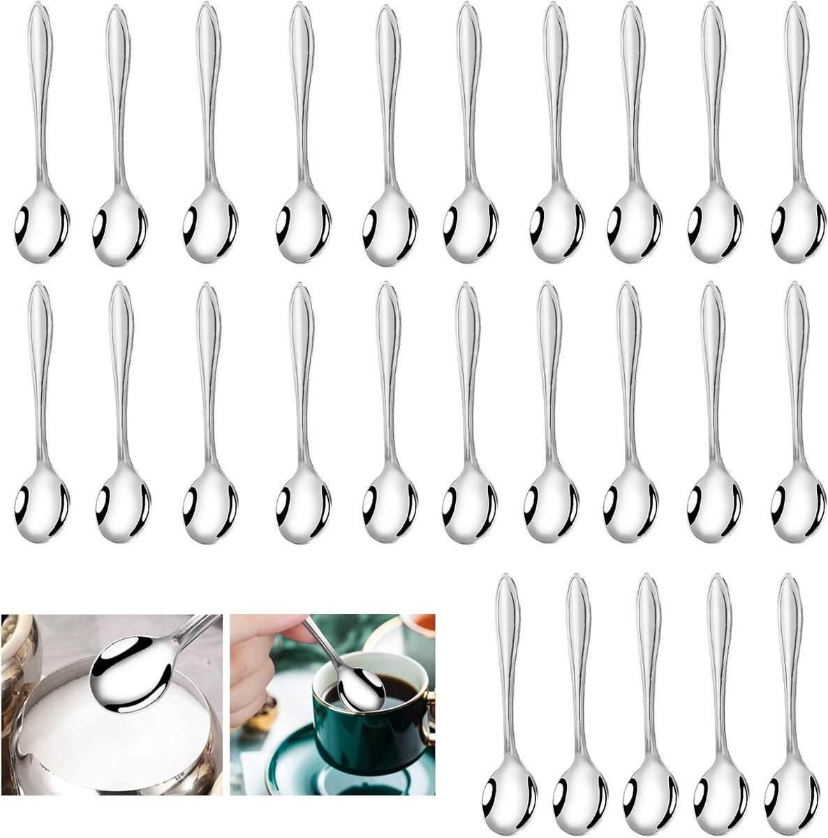 Mini lepelset van 25 stuks, 9.5 cm, ideaal voor kruiden, suiker, honing en sauzen