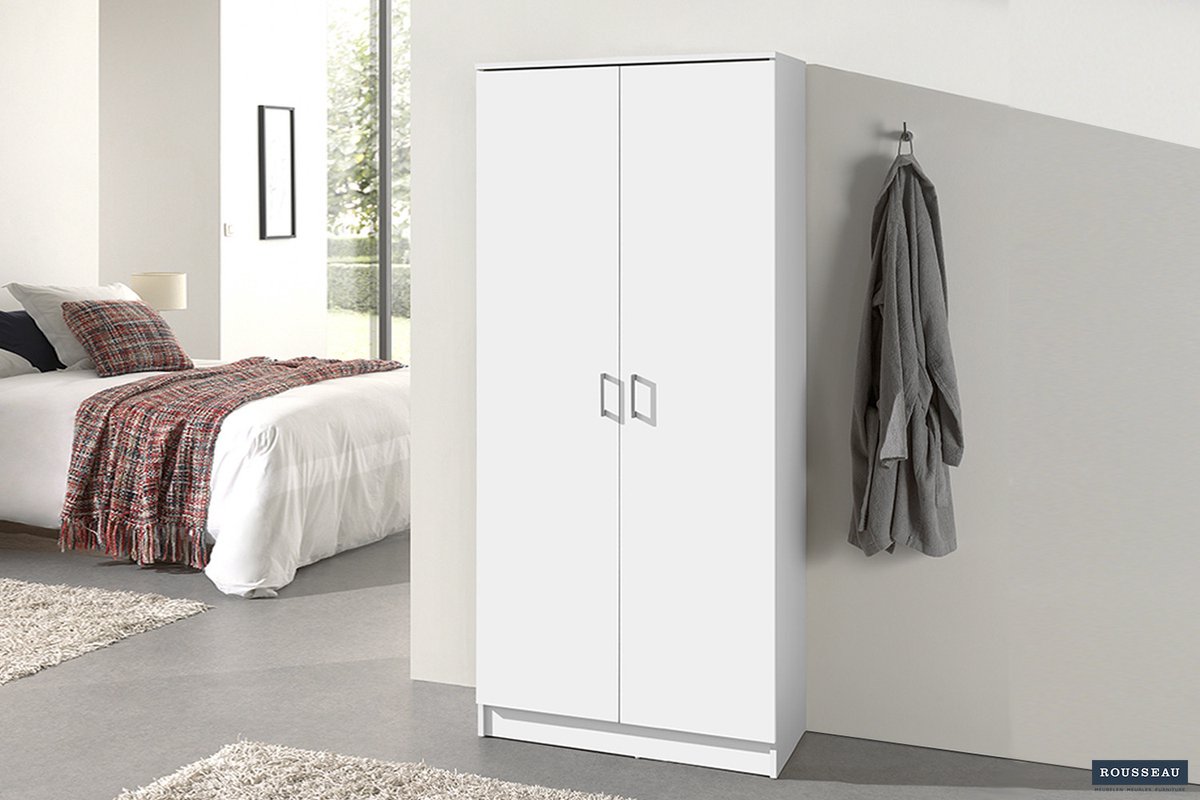 Opbergkast Ray 80cm Met 2 Deuren En 4 Legplanken - Wit