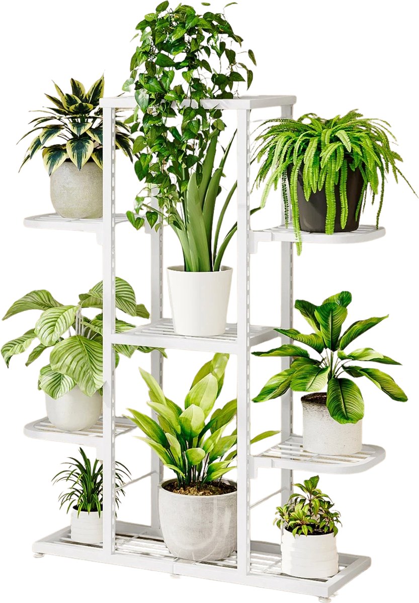 Geargalaxy Plantenstandaard - Plantenhouder - Bloemenstandaard - Plantenrek - Bloemenstandaard voor Binnen - Hoogte 88cm - Wit