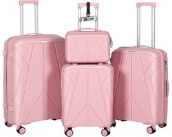 xDays Kofferset 4-Delig Roze – Hardcase PP Reiskoffers 20/24
