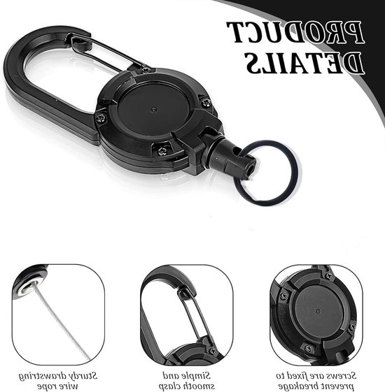 Verstelbare Badge Reel Set van 5 Stuks, Stevige Sleutelhanger met 53,6 Inch Stalen Koord, Ideaal voor Werk en Buitenactiviteiten van Merkloos — afbeelding 2
