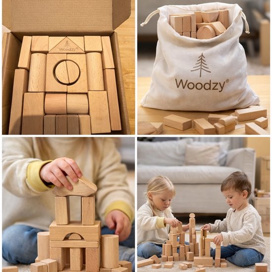 Woodzy Houten Blokkenset 23 Delig - FSC Gecertificeerd - Educatief Speelgoed - Naturel Hout - Voor Peuters & Kinderen - Cadeau van Merkloos — afbeelding 2