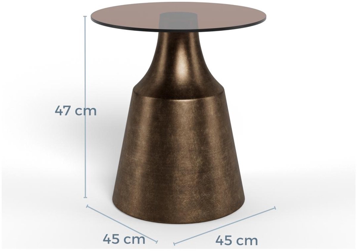 Giga Living Salontafel Warren Glas Bruin Brons Ø45cm - Giga Living
