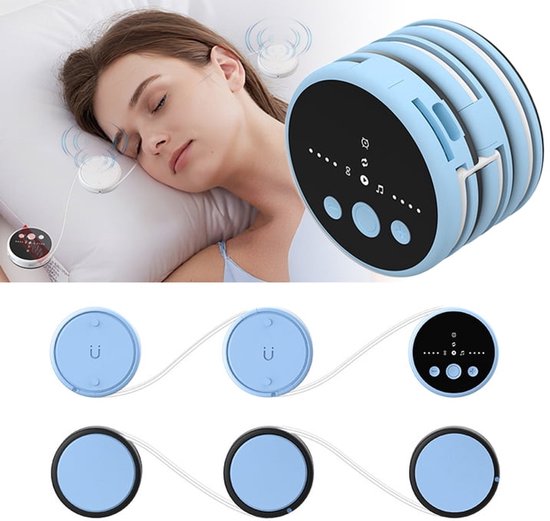 Draagbare Bluetooth 5.4 slaapluidspreker met witte ruis, timer, botgeleiding, 8 uur afspeeltijd, blauw