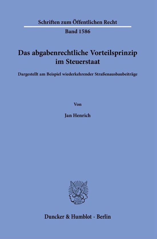 Schriften zum Öffentlichen Recht1586- Das abgabenrechtliche ... - cover