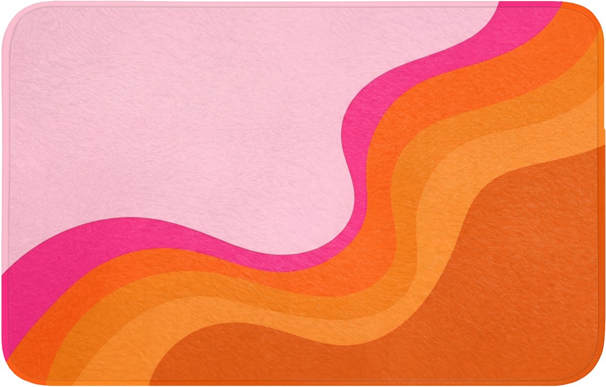 WC mat 80x50 cm - Antislip - Retro - Waves - Kleurrijk - Toiletmat - Vloermat - Douchemat