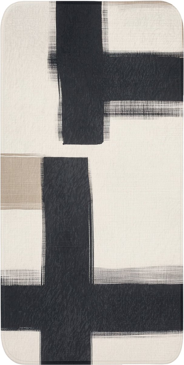 Badmat 60x120 cm - Antislip - Zwart - Abstract - Japandi - Badmatten voor badkamer - Badkamermat - Douchemat - Badkamer mat