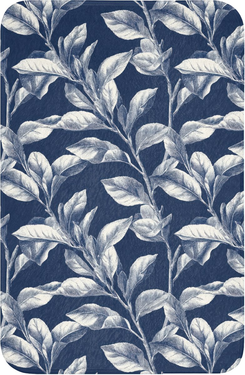 WC mat 40x60 cm - Antislip - Botanisch - Patroon - Blauw - Toiletmat - Vloermat - Douchema