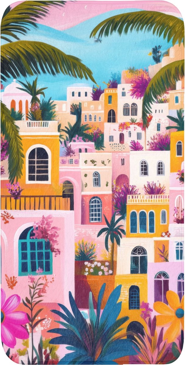 Badmat 60x120 cm - Antislip - Kleurrijk - Roze - Oranje - Geel - Bloemen - Badmatten voor badkamer - Badkamermat - Douchemat - Badkamer mat