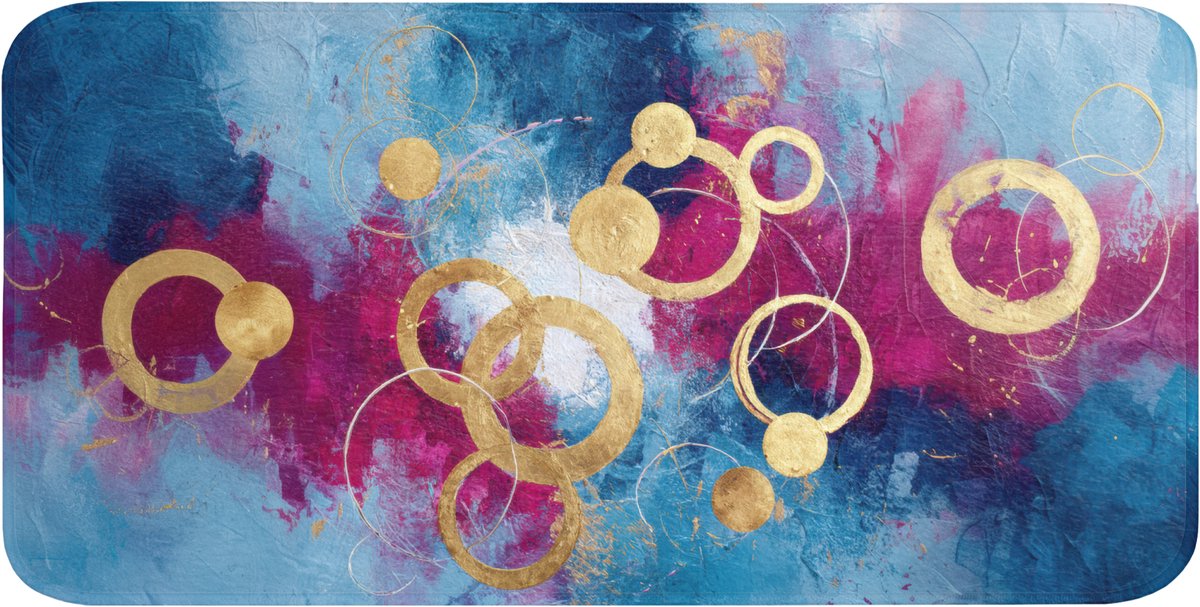 Badmat 120x60 cm - Antislip - Cirkels - Goud - Abstract - Badmatten voor badkamer - Badkamermat - Douchemat - Badkamer mat