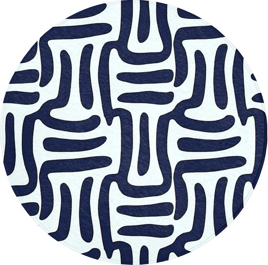 Tapis de bain rond 70x70 cm - Antidérapant - Abstrait - Moderne - Bleu - Tapis de bain pour salle de bain - Tapis de douche - Tapis de bain rond