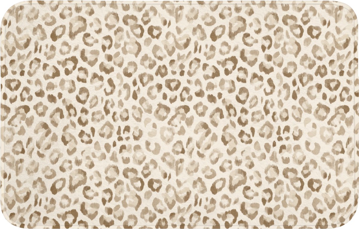 WC mat 80x50 cm - Antislip - Luipaard - Klassiek - Beige - Toiletmat - Vloermat - Douchema