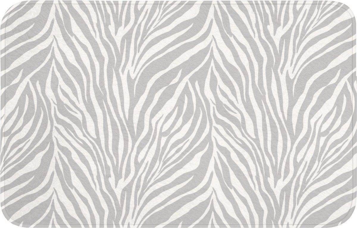 WC mat 80x50 cm - Antislip - Zebra - Motief - Grijs - Toiletmat - Vloermat - Douchemat - T