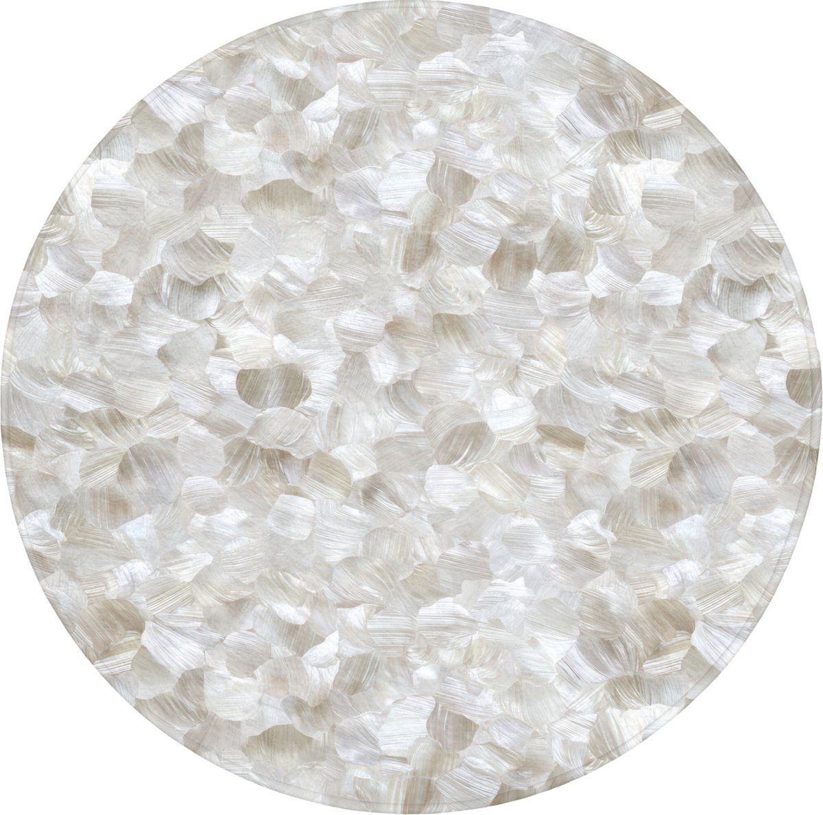 WC mat rond 70x70 cm - Antislip - Wit - Penseelstreken - Reliëfeffect - Toiletmat - Vloerm