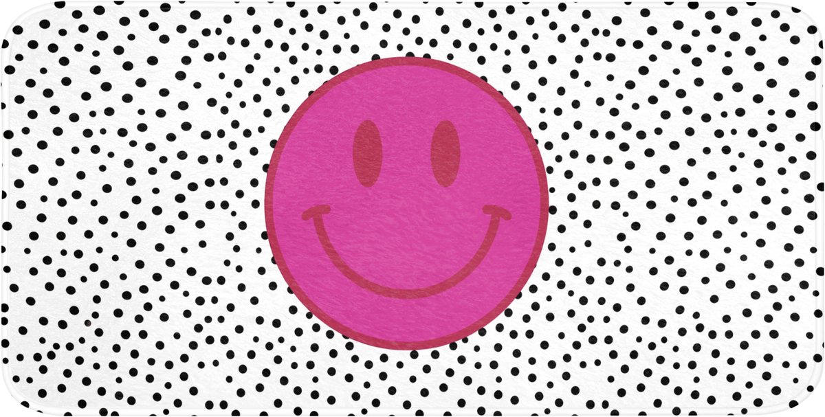 Badmat 120x60 cm - Antislip - Smiley - Roze - Stippen - Badmatten voor badkamer - Badkamermat - Douchemat - Badkamer mat