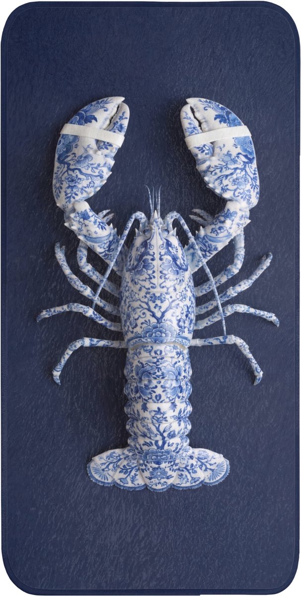 WC mat 60x120 cm - Antislip - Kreeft - Porselein - Delfts - Blauw - Toiletmat - Vloermat - Douchemat - Toilet tapijt - Toiletmatten