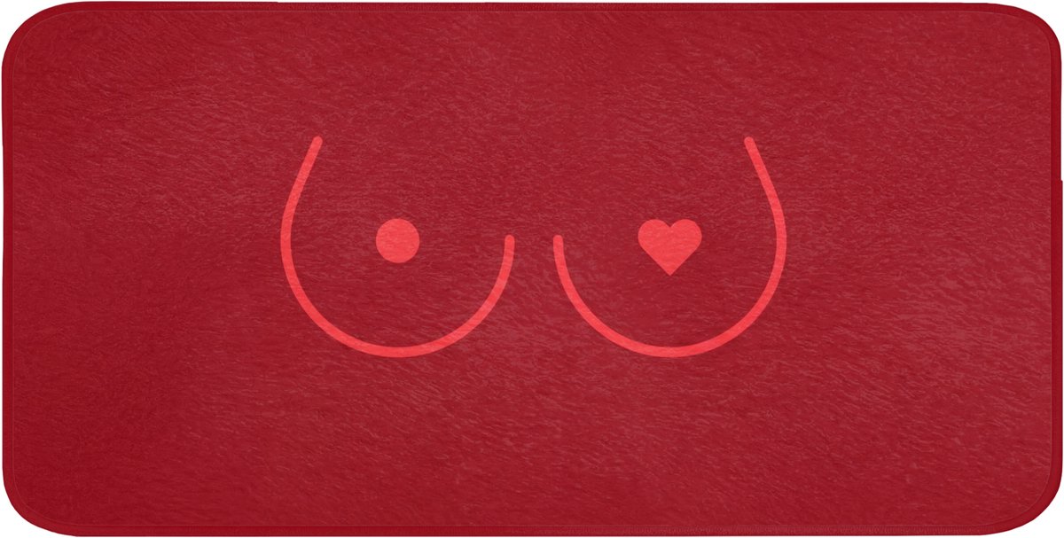 Badmat 120x60 cm - Antislip - Minimalistisch - Lijnillustratie - Rood - Badmatten voor badkamer - Badkamermat - Douchemat - Badkamer mat