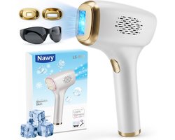 Nawy® IPL Laser Ontharingsapparaat - Laser Ontharing - Pijnloos Ontharen met Ice Cooling - Permanente Ontharing voor alle Lichaamsdelen - voor Mannen en Vrouwen - 999.999 Flitsen - Inclusief Beschermbril en Scheermes - Epileerapparaat Dames