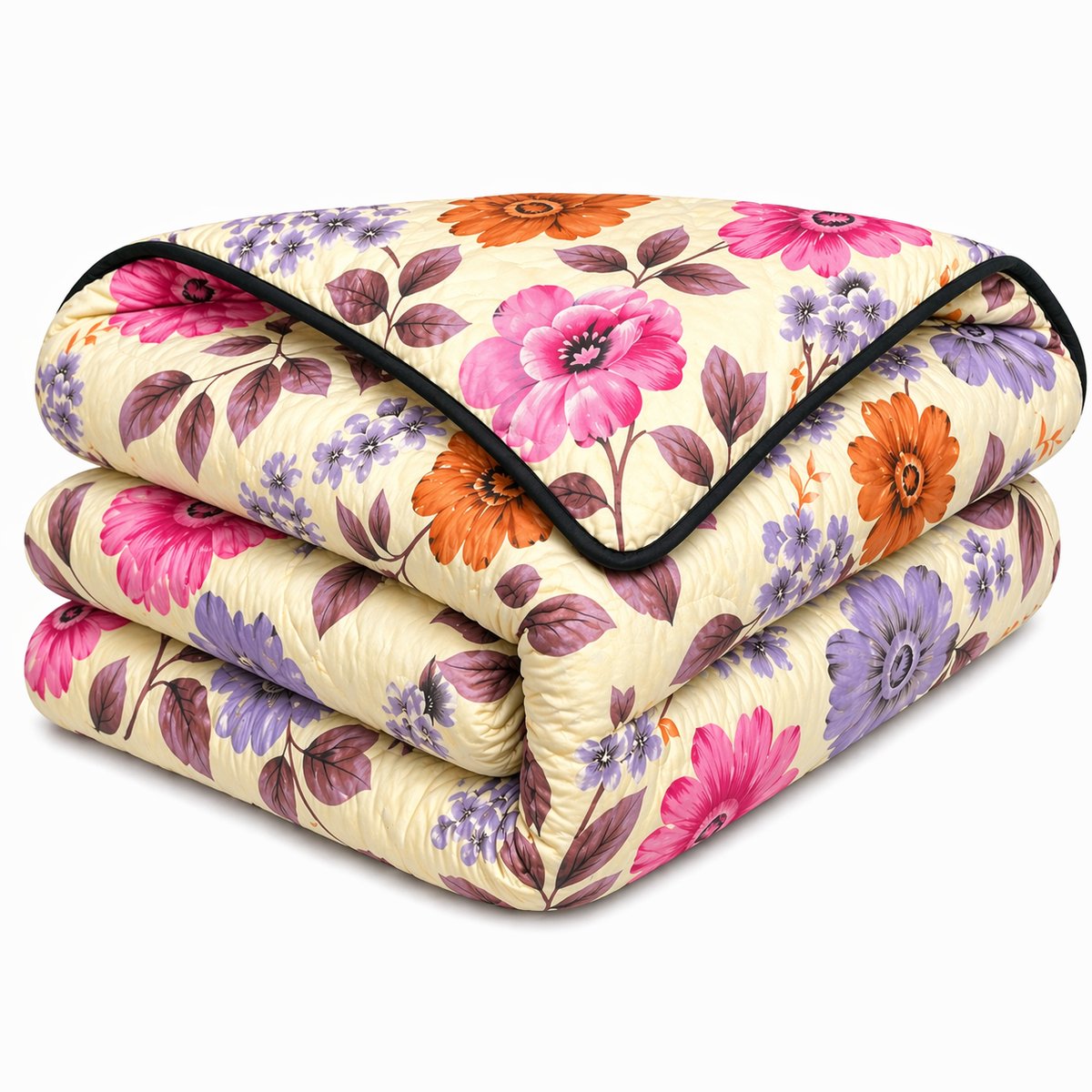 SlaapVaak SlaapSnel Dekbed - Romantische Bloemen Dekbed - Dekbed zonder Overtrek - All Year Dekbed - Hoesloos Dekbed - Anti-Allergisch - Wasbaar - Tweepersoons - 200x200 cm - Geel/Roze