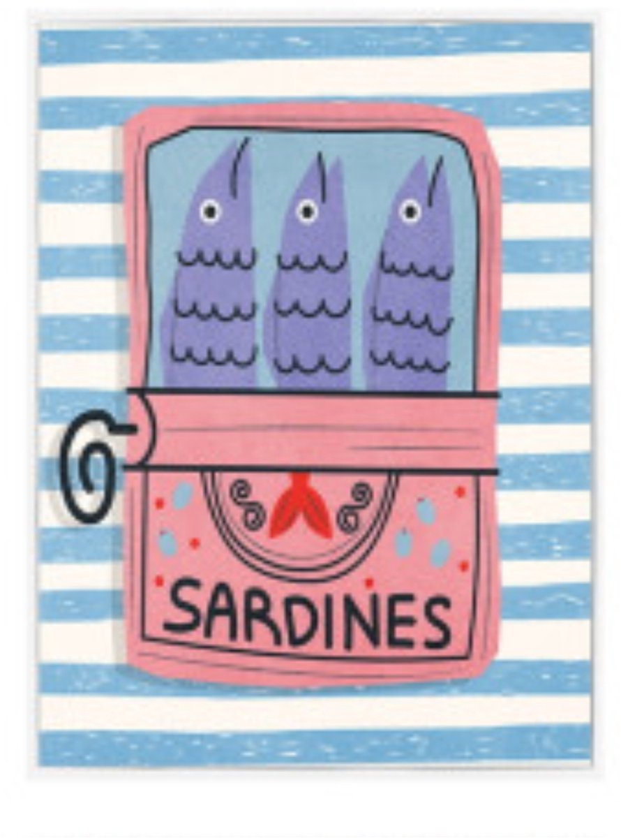 Sardientjes blauwe schilderij - Item Int.
